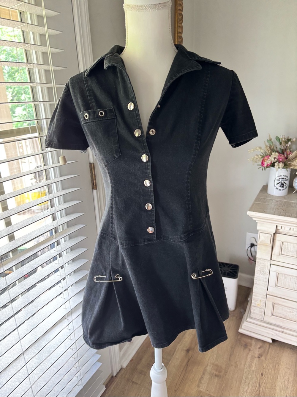 Vintage Lip Service safety pin mini dress